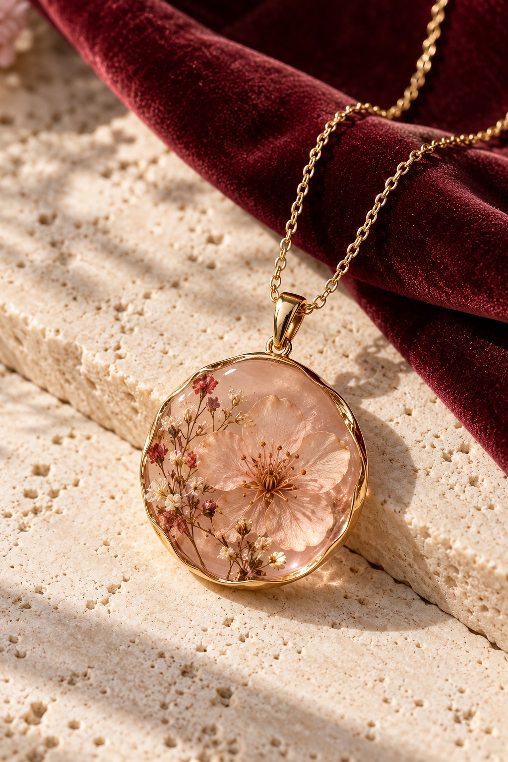 Floral resin pendant